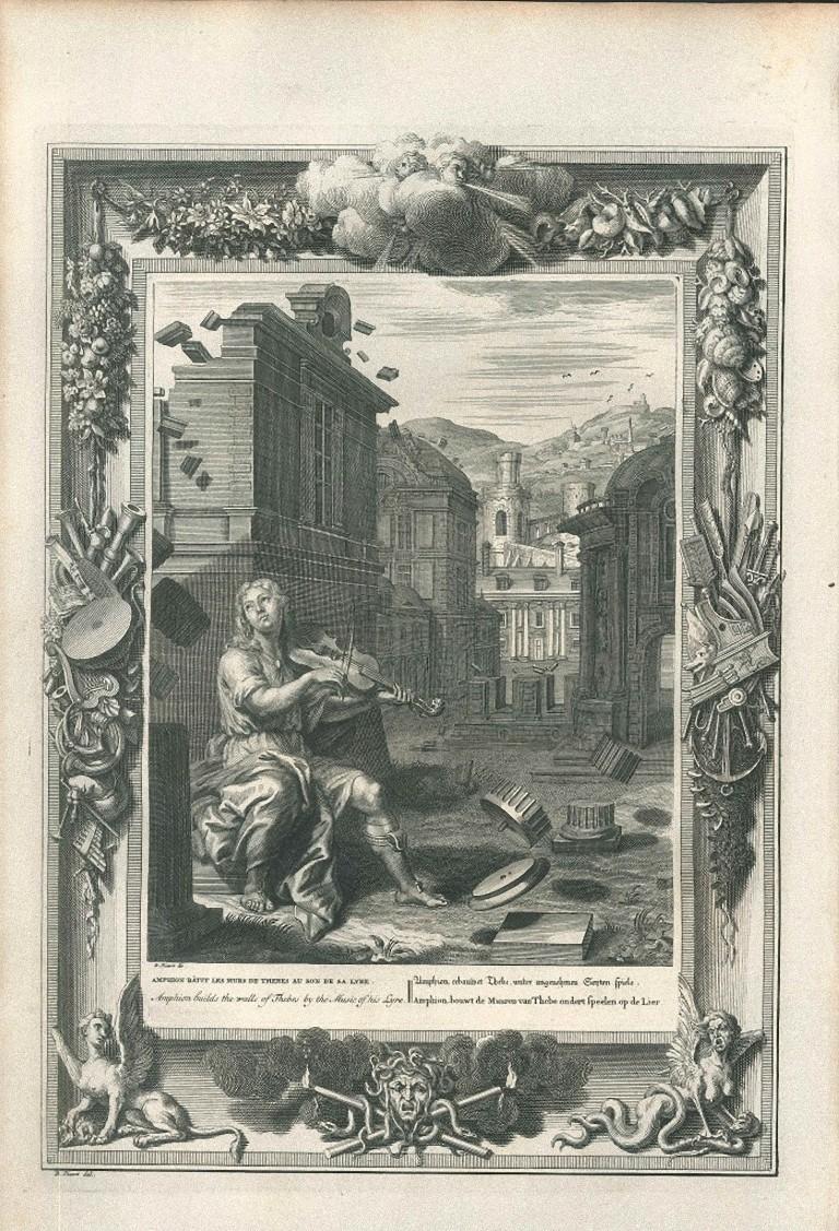 Amphion - Original Etching by B. Picart - 1742 - Print by Bernard Picart