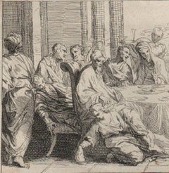 Christ at Supper with the Pharisee - 1725 Old Master Etching Engraving Religious
