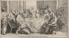 Christ at Supper with the Pharisee - 1725 Old Master Etching Engraving Religious
