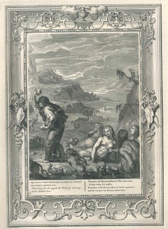 Deucalion et Pyrrha, da "Temple des Muses" - Acquaforte di B. Picart - 1742