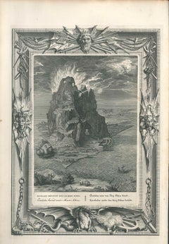 Encelade, de « Temple des Muses » - Gravure originale de Bernard Picart - 1742