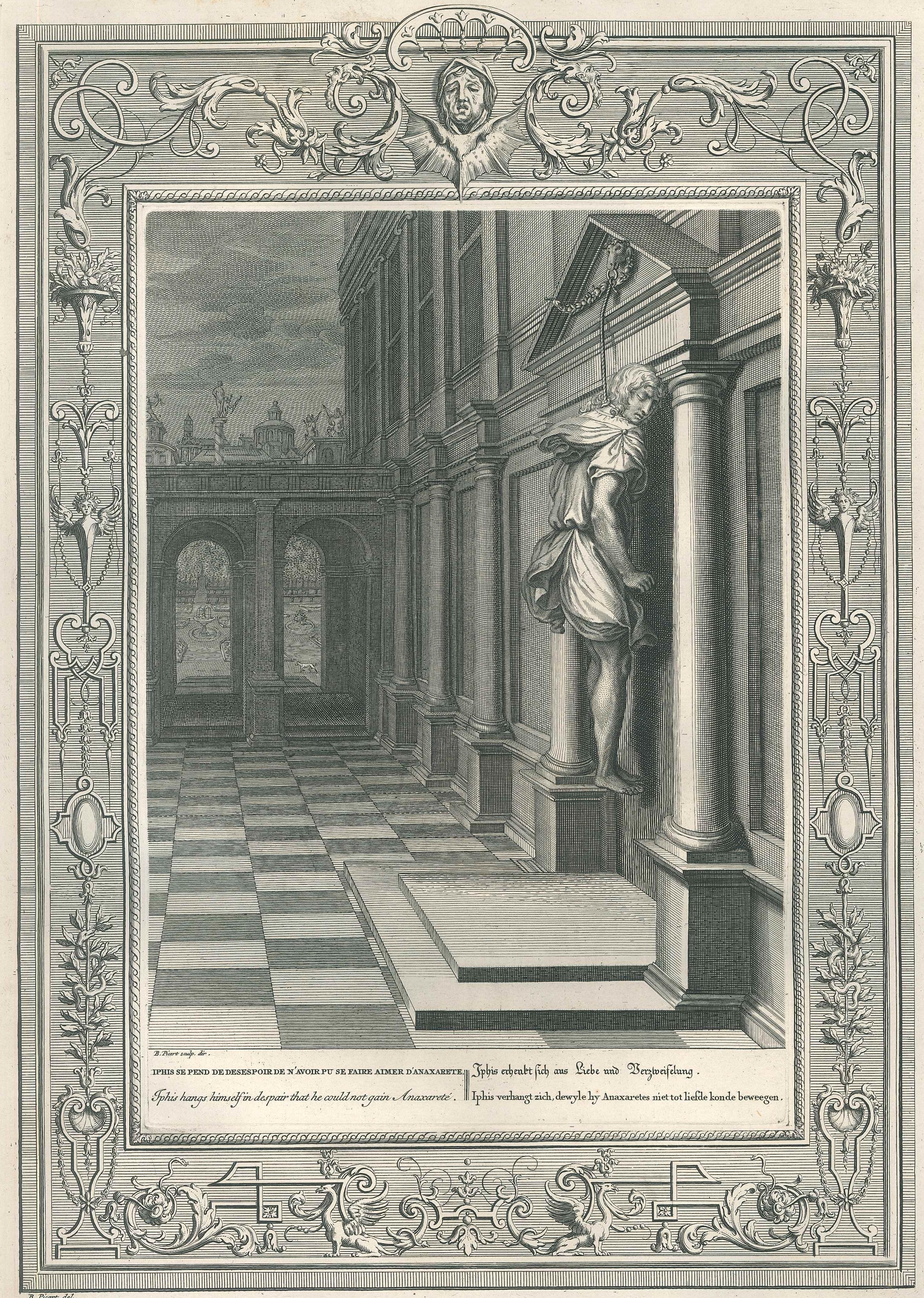 Bernard Picart Figurative Print - Iphis - Etching by B. Picart - 1742