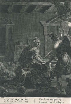 La Toile de Penelope - Original Radierung von B. Picart - 1742