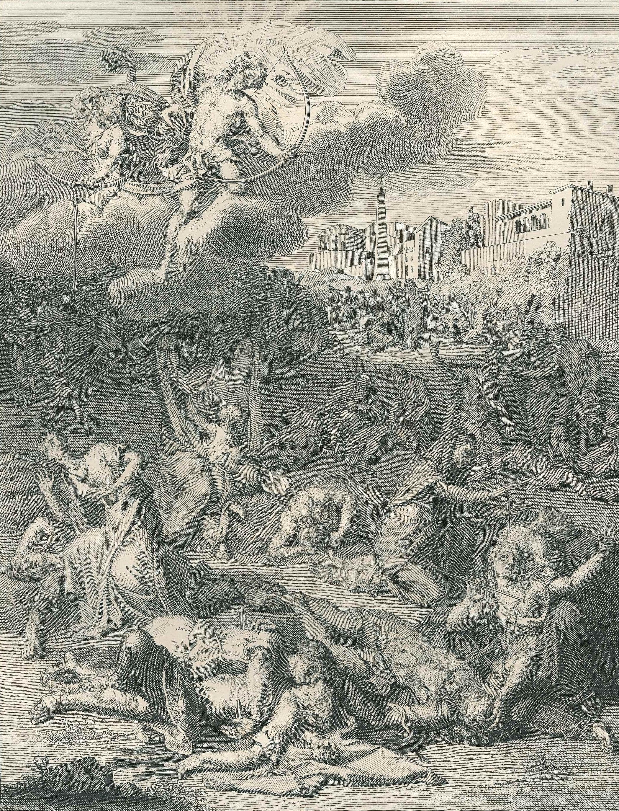 Les Enfants de Niobé - Etching by B. Picart - 1742 - Print by Bernard Picart