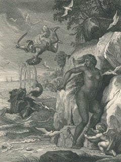 Persée délivre Andromede - Original Etching by by B. Picart - 1742