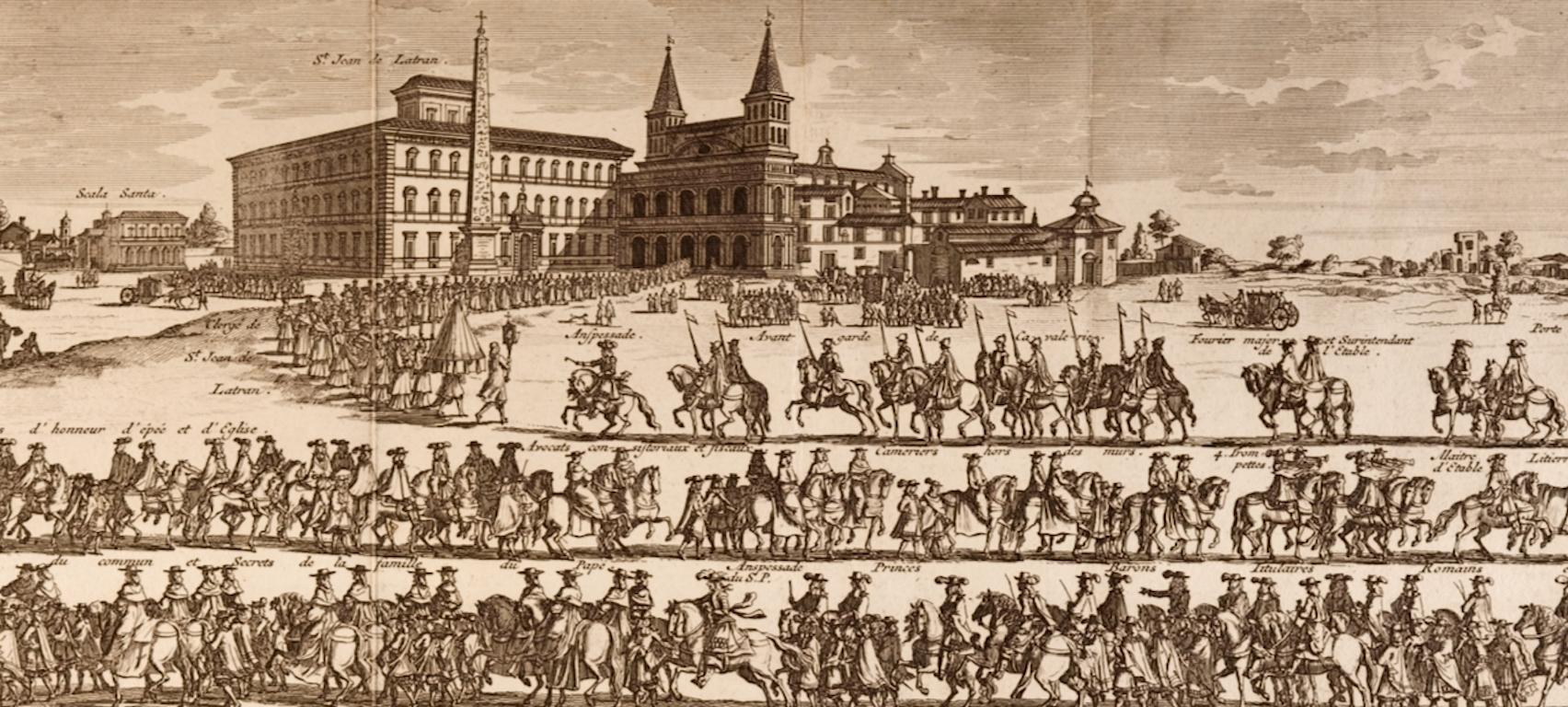 Procession for the Papal Installation: A Framed 18th Century Engraving by Picart 1