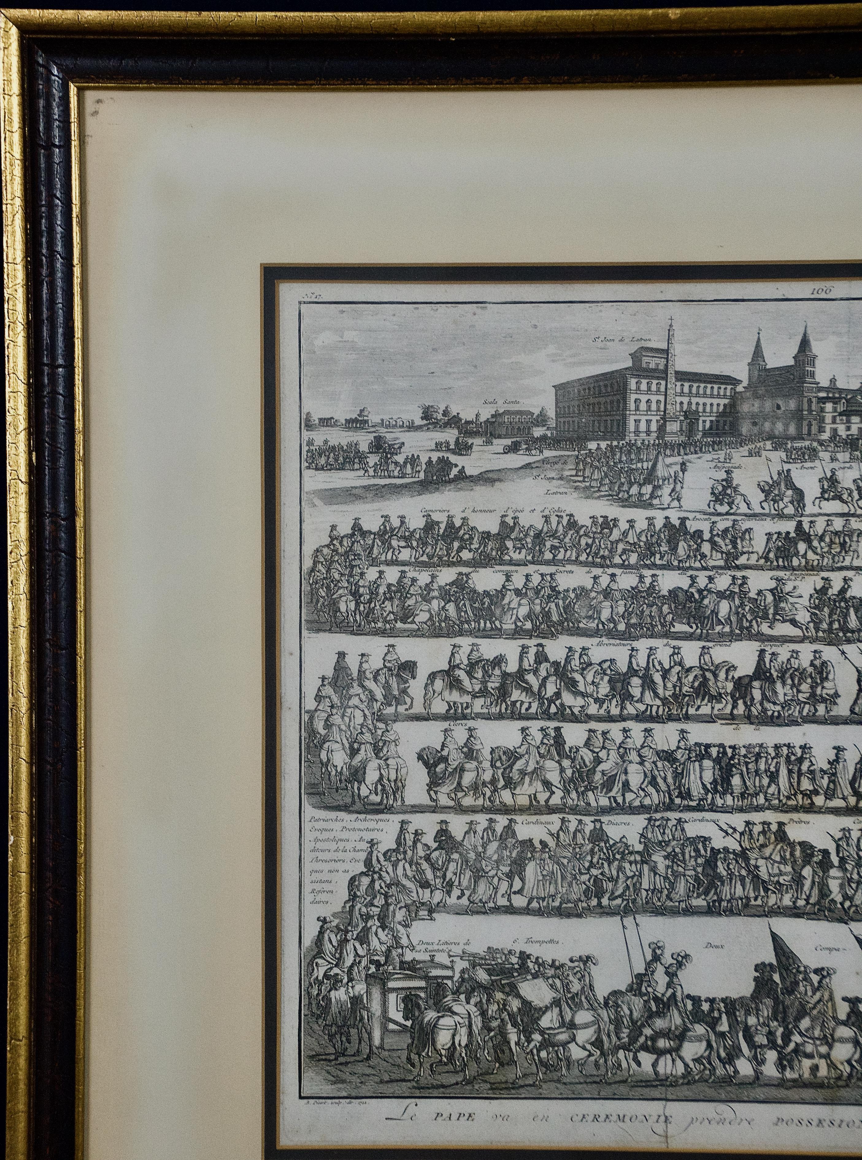 Procession for the Papal Installation: A Framed 18th Century Engraving by Picart 4
