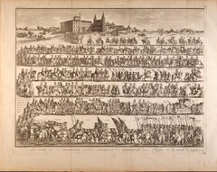 Procession pour l'installation Papal : une gravure encadrée du 18ème siècle par Picart