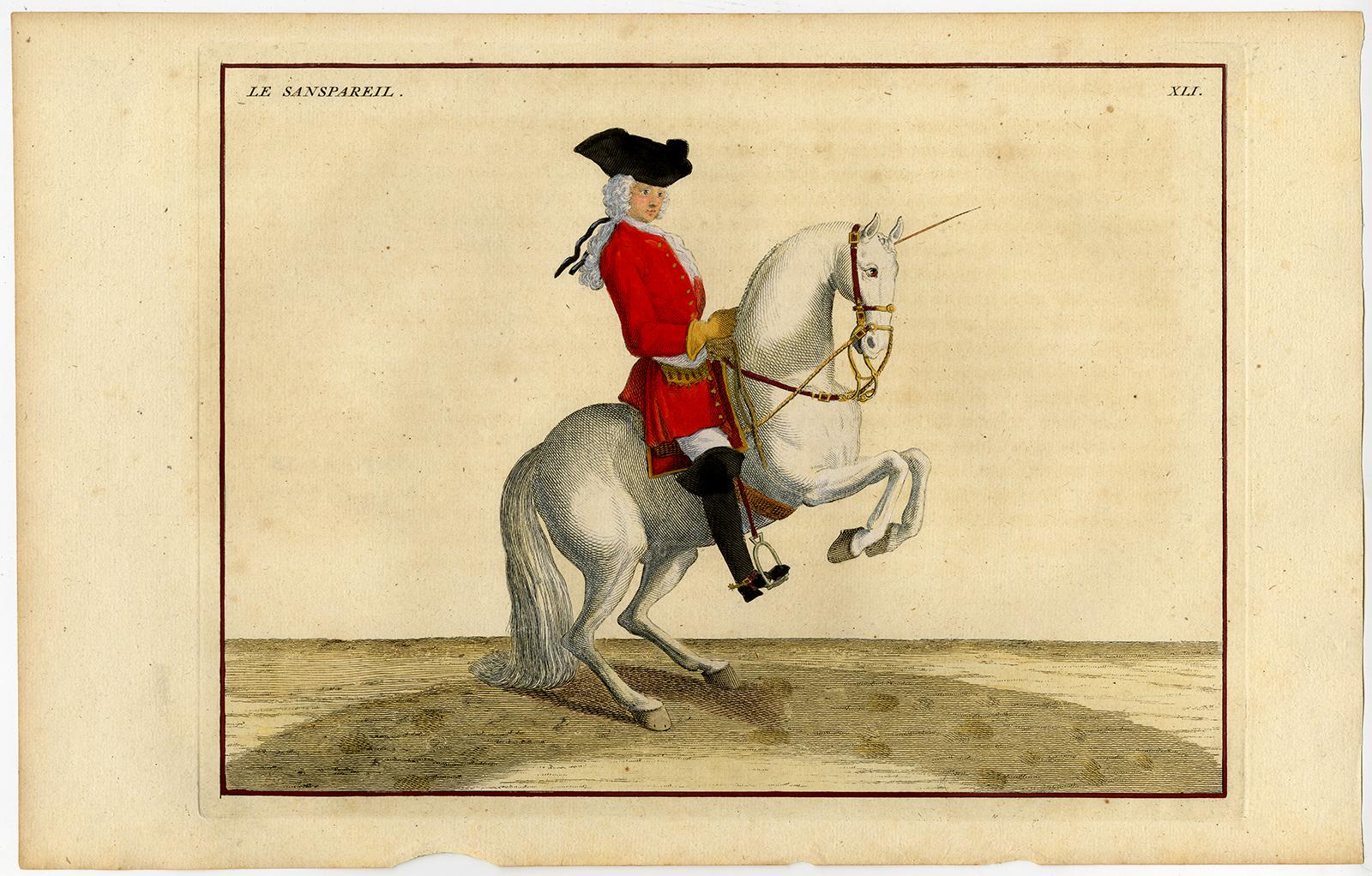 Set of 21 dressage prints by Eisenberg - Engraving - 18th centry (Beige), Animal Print, von Bernard Picart