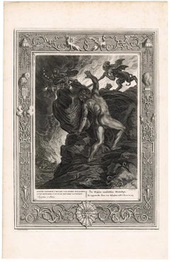 Sisyphe est une pierre" du "Temple des Muses" - Gravure du 18e siècle