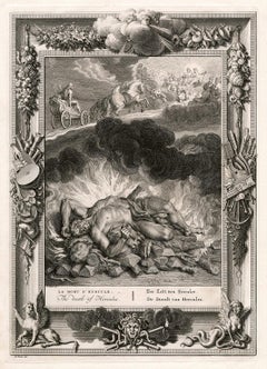 'The Death of Hercules' from 'The Temple of the Muses' — 18th Century Engraving