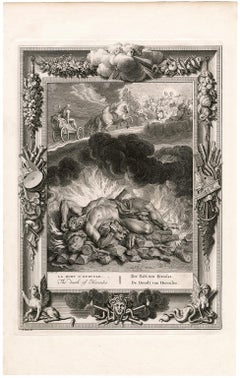La mort d'Hercule" du "Temple des Muses" - Gravure du XVIIIe siècle