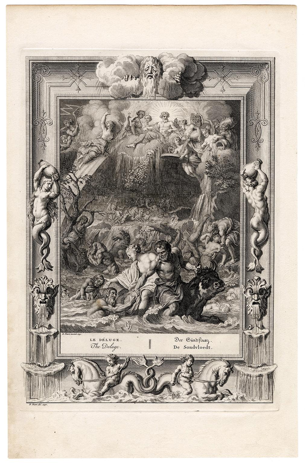 'The Deluge' from 'The Temple of the Muses' — 18th Century Engraving - Print by Bernard Picart