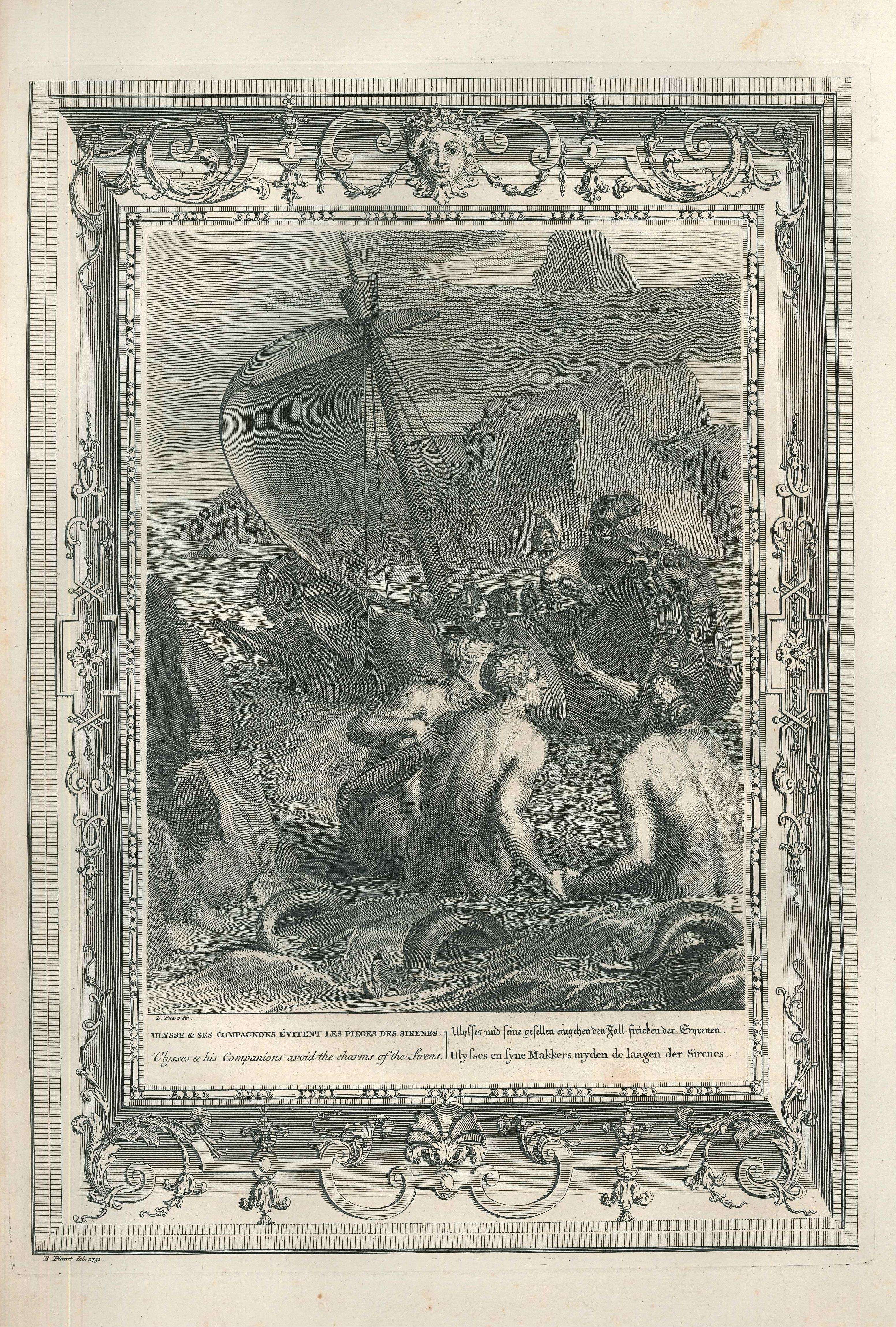 Bernard Picart Figurative Print - Ulysse et ses compagnons, from "Le Temple des Muses"