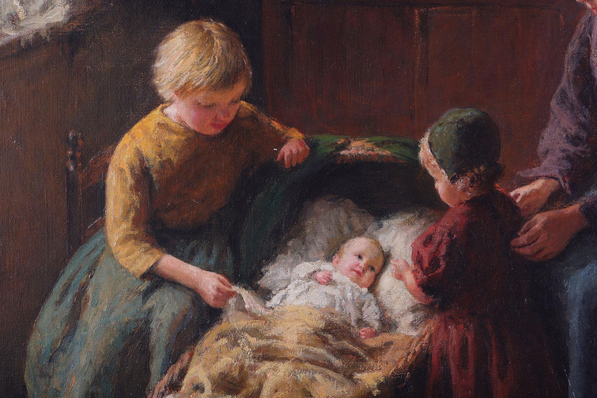 Una madre e i suoi figli - Painting Scuola olandese di Bernard Pothast