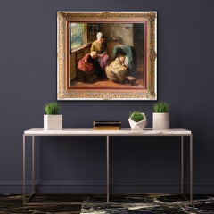 Romantisches niederländisches Gemälde – Das Glück einer Mutter – Familie mit Kindern