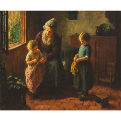 The New Dress Oil Painting, Framed, 20th Century, 20x24 Inches
