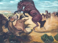 "King of the Range" - Stalloni da combattimento western di metà secolo, firmato, 1951