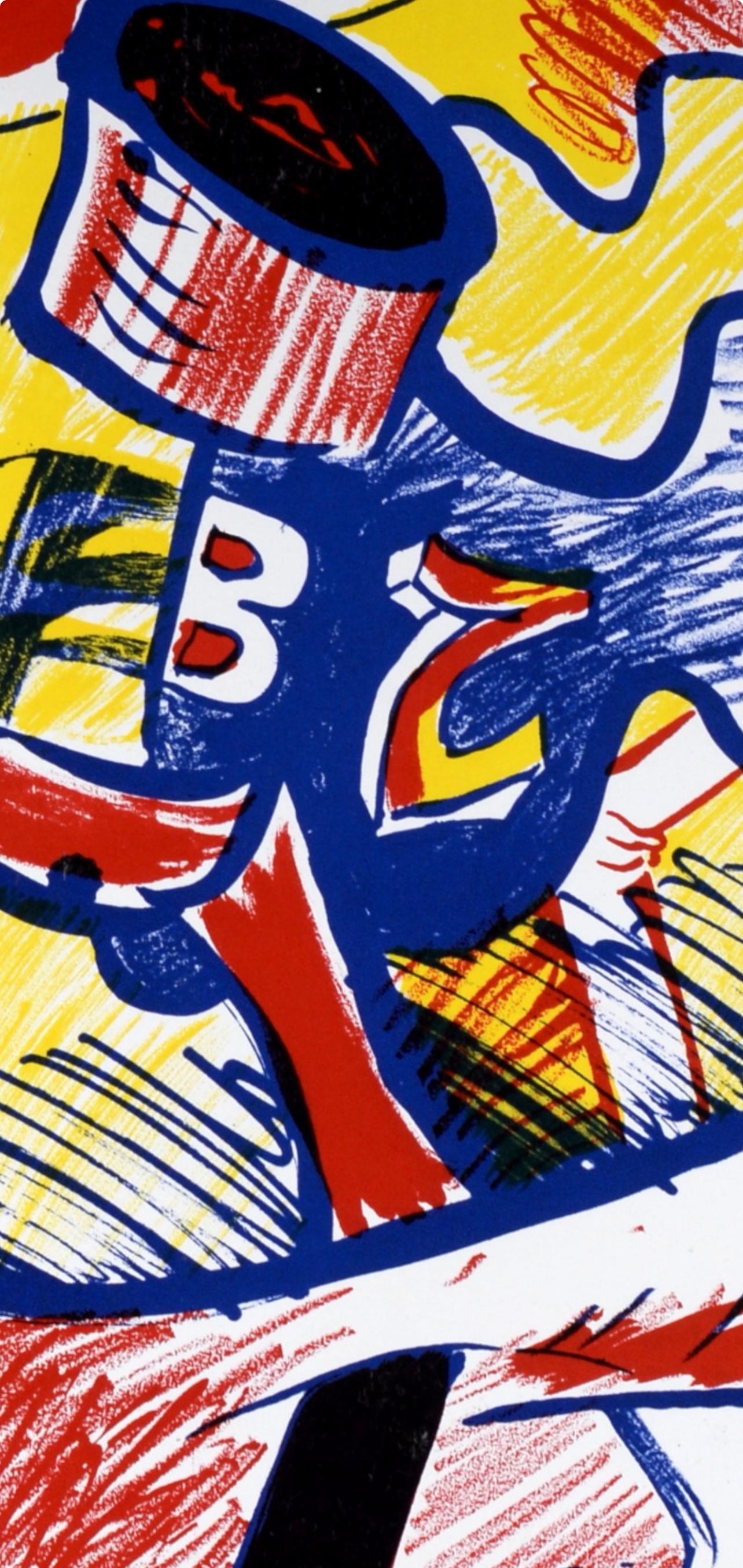 Rancillac, Composition, Suites nº8, Rencontres (after) - Orange Figurative Print by Bernard Rancillac