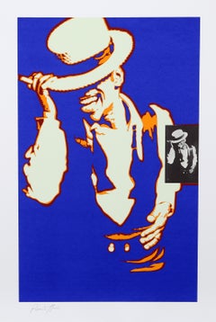 Sammy Davis, Jr. (Azul y naranja), litografía firmada por Bernard Rancillac