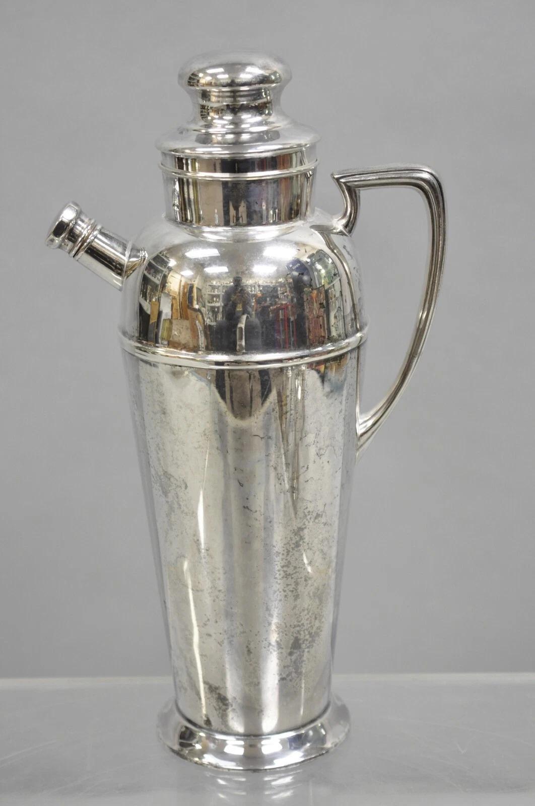 Bernard Rices Sons Art Deco Silver Plated Martini Cocktail Shaker 