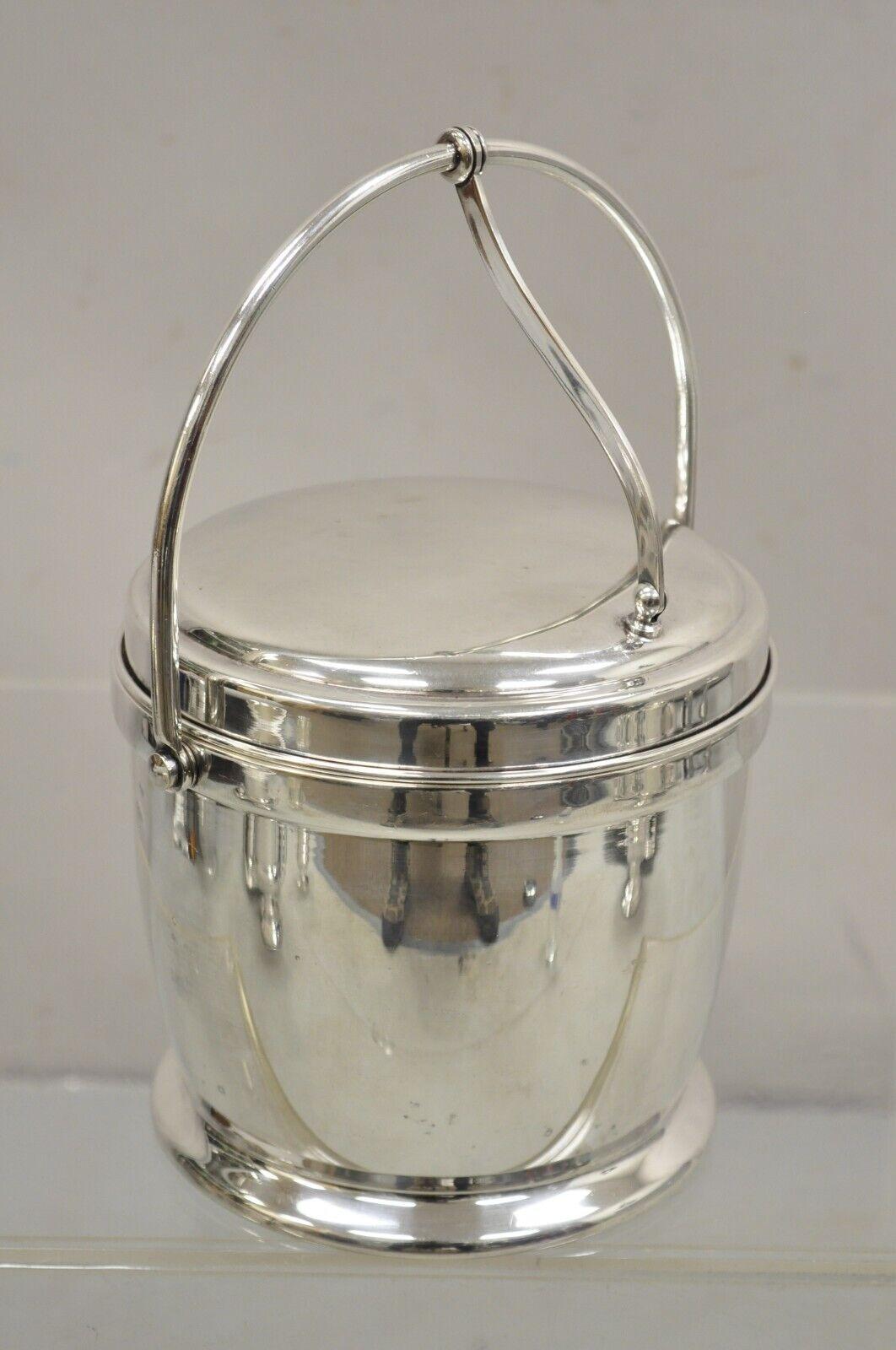 Bernard Rices Sons Inc. Silver Plated Art Deco Reticulating Hinge Ice Bucket For Sale 6