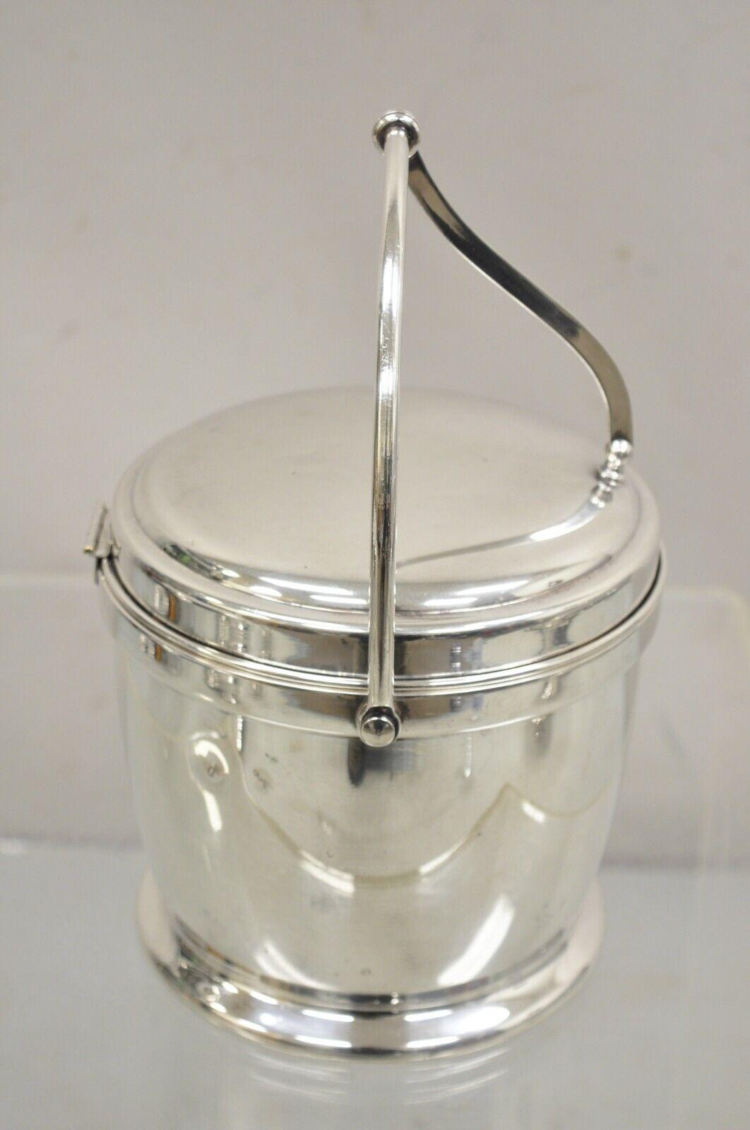 Bernard Rices Sons Inc. Silver Plated Art Deco Reticulating Hinge Ice Bucket For Sale 7
