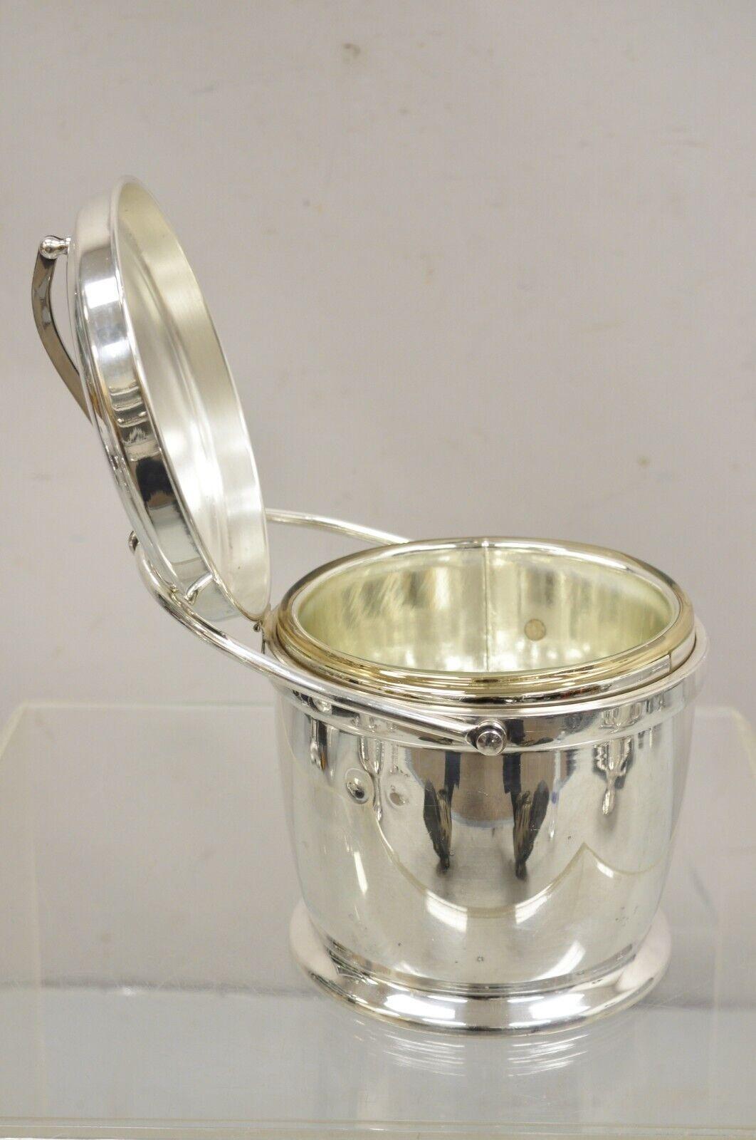 Bernard Rices Sons Inc. Silver Plated Art Deco Reticulating Hinge Ice Bucket In Good Condition For Sale In Philadelphia, PA