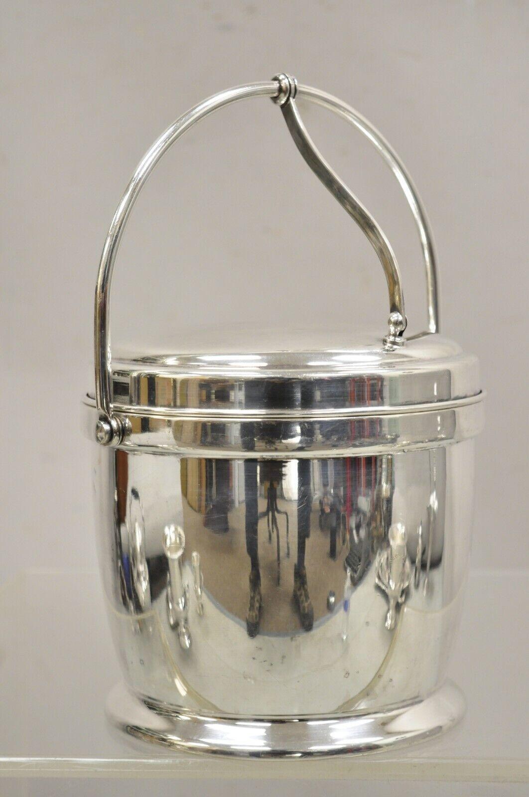 20th Century Bernard Rices Sons Inc. Silver Plated Art Deco Reticulating Hinge Ice Bucket For Sale