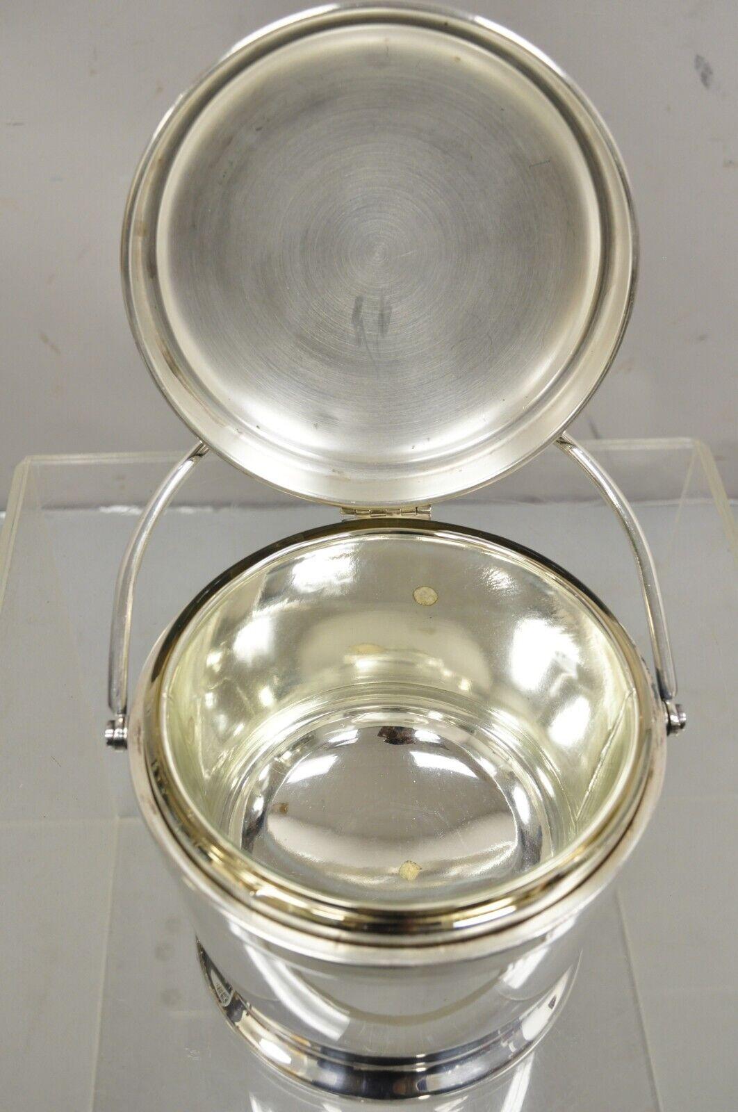 Bernard Rices Sons Inc. Silver Plated Art Deco Reticulating Hinge Ice Bucket For Sale 2