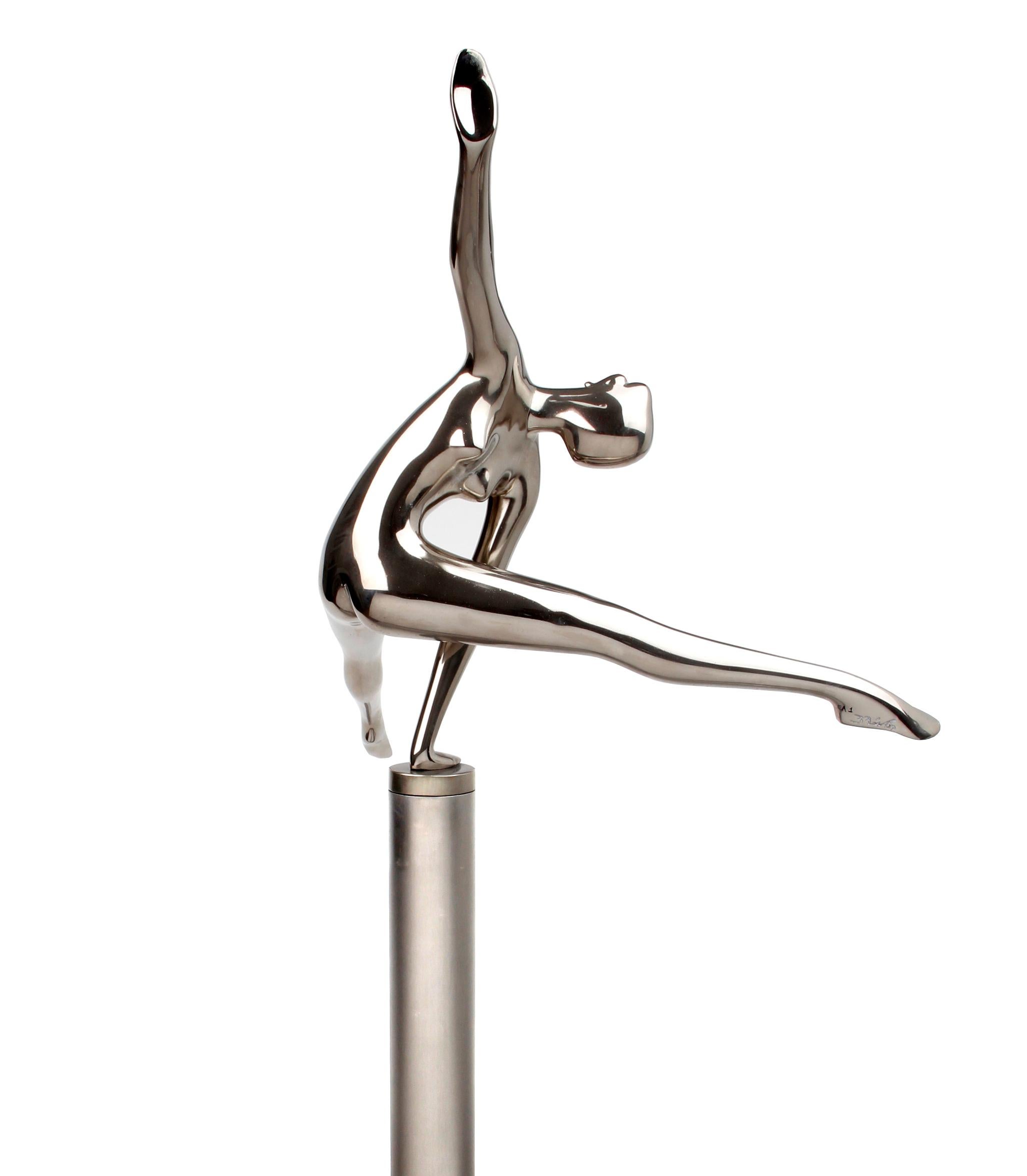Bernard Rives  Gym  Balance Silver. EQUILIBRE  original resin sculpture For Sale 3