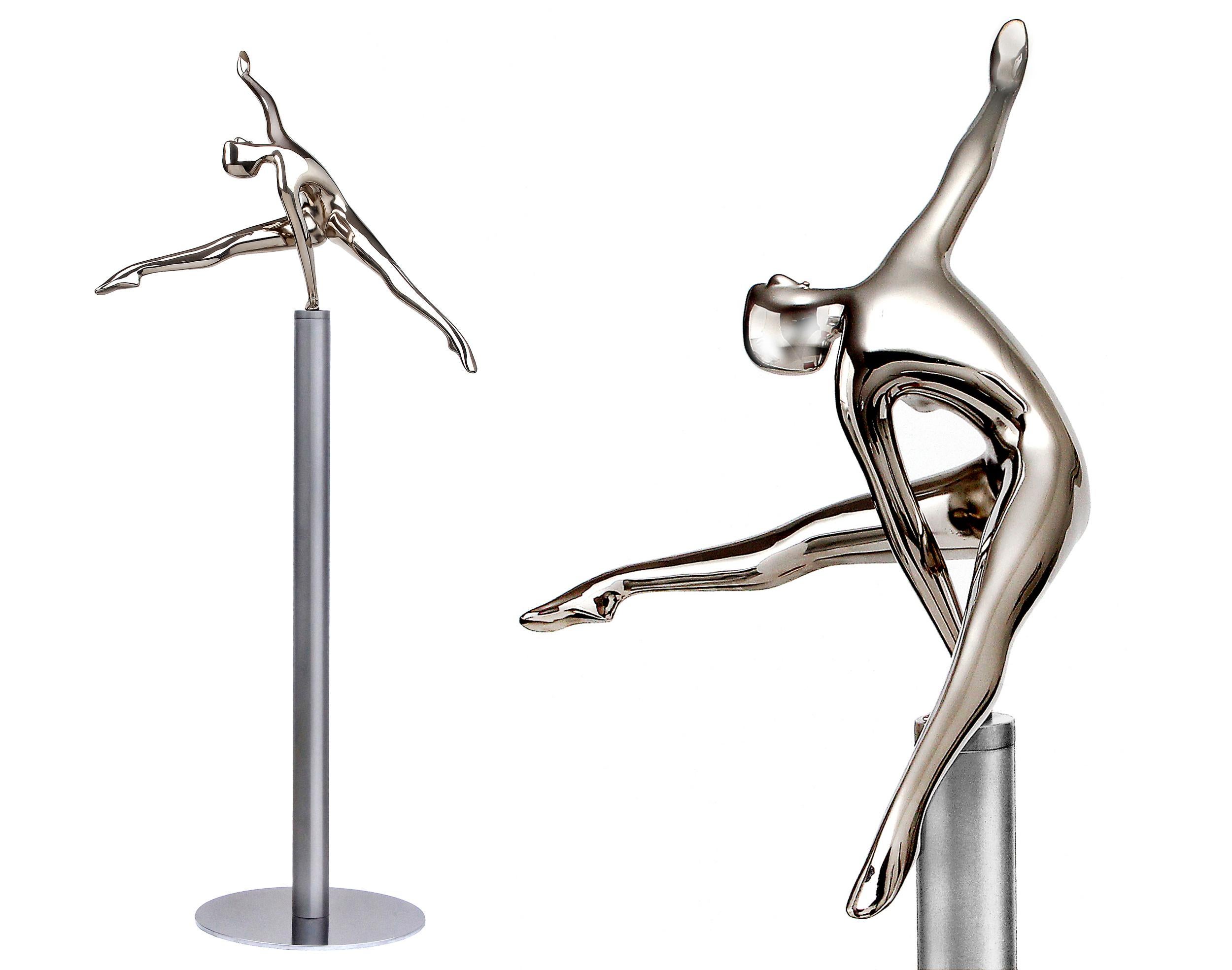Bernard Rives  Gym  Balance Silver. EQUILIBRE  original resin sculpture For Sale 5