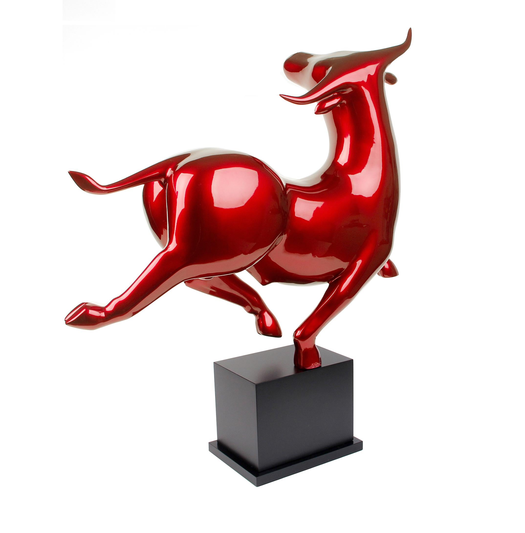 Bernard Rives   Red Bull  Ole Ole sculpture originale en résine en vente 4