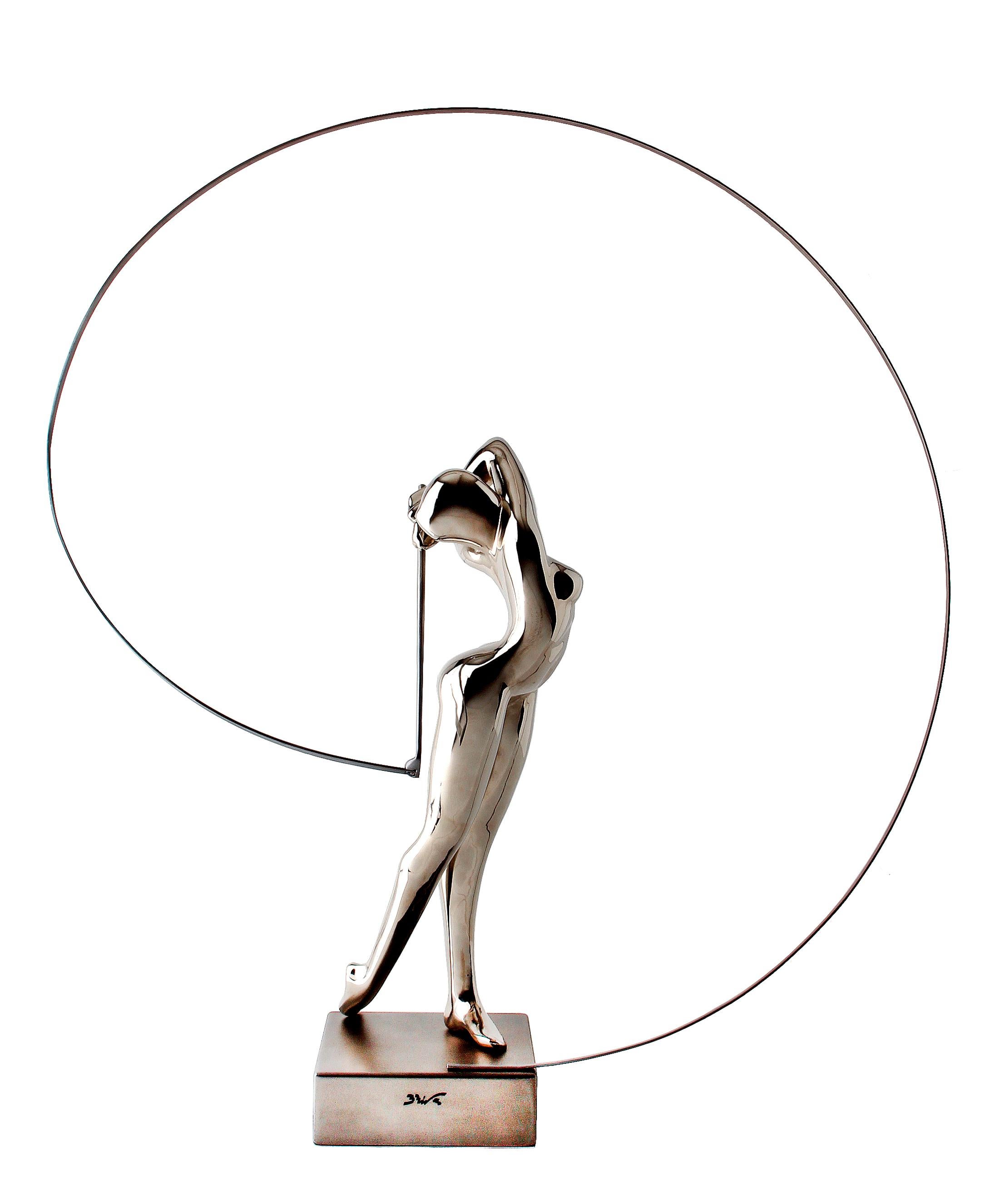  Bernard Rives  Golf  Silver  Swing original resin sculpture For Sale 1