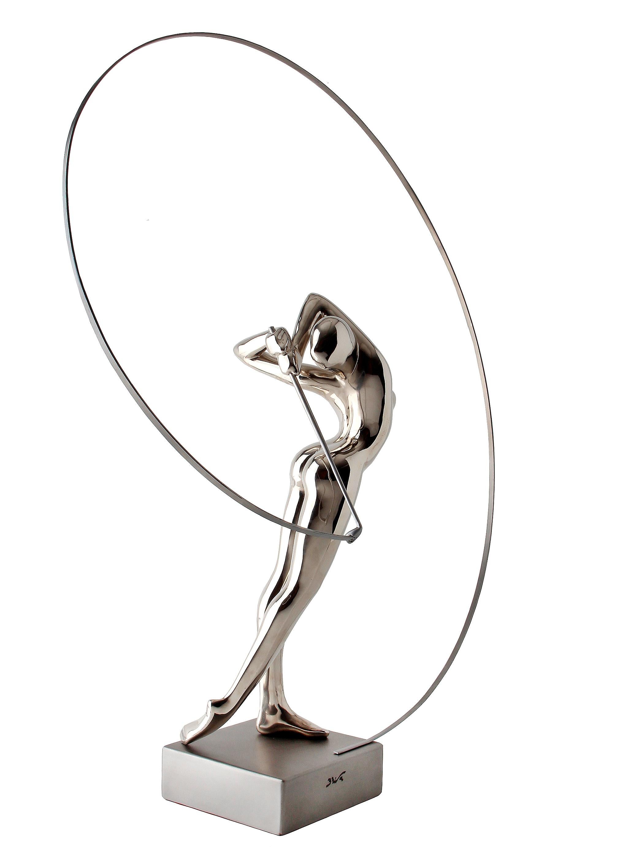  Bernard Rives  Golf  Silver  Swing original resin sculpture For Sale 2