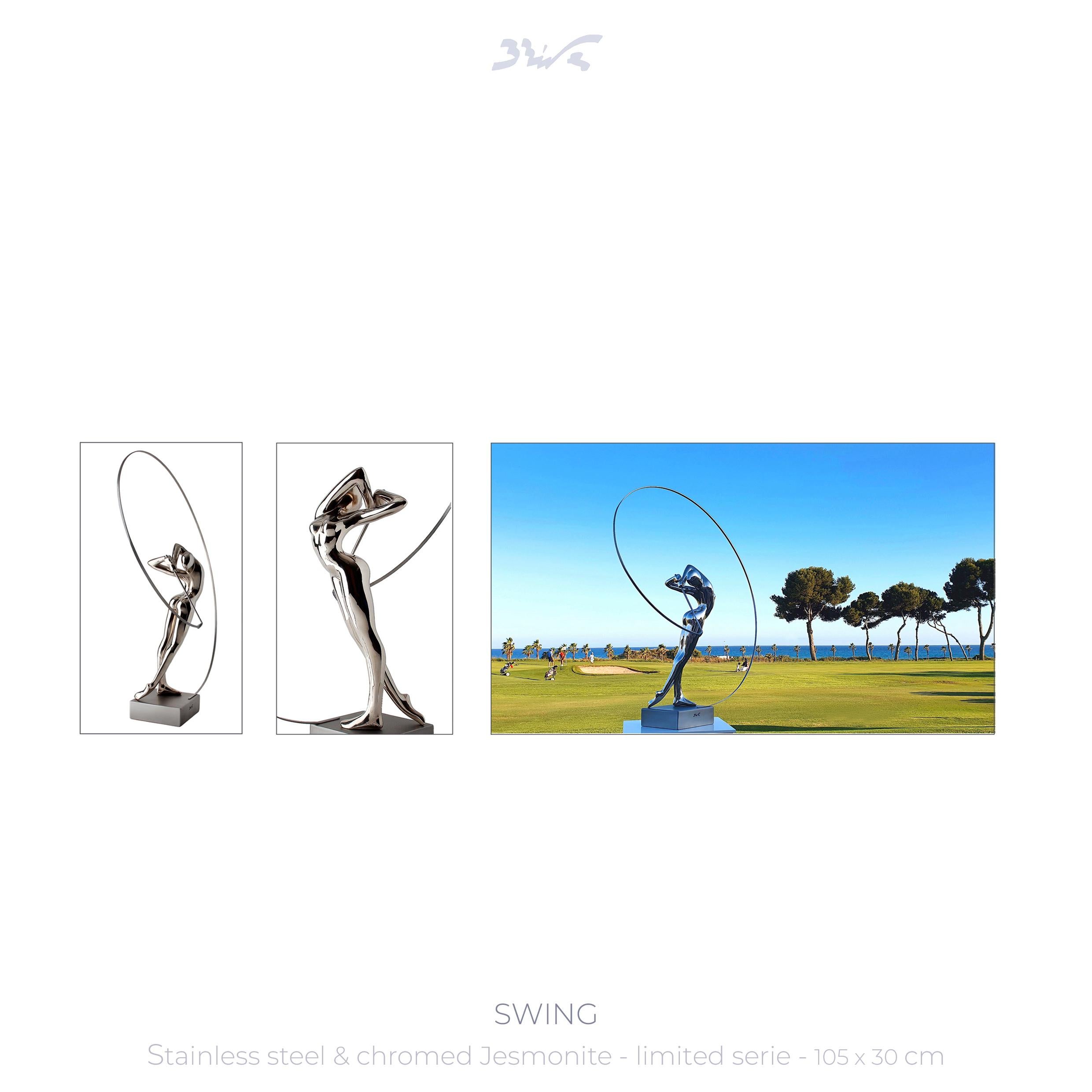  Bernard Rives  Golf  Silver  Swing original resin sculpture For Sale 7