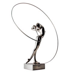  Bernard Rives  Golf  Silver  Swing original resin sculpture