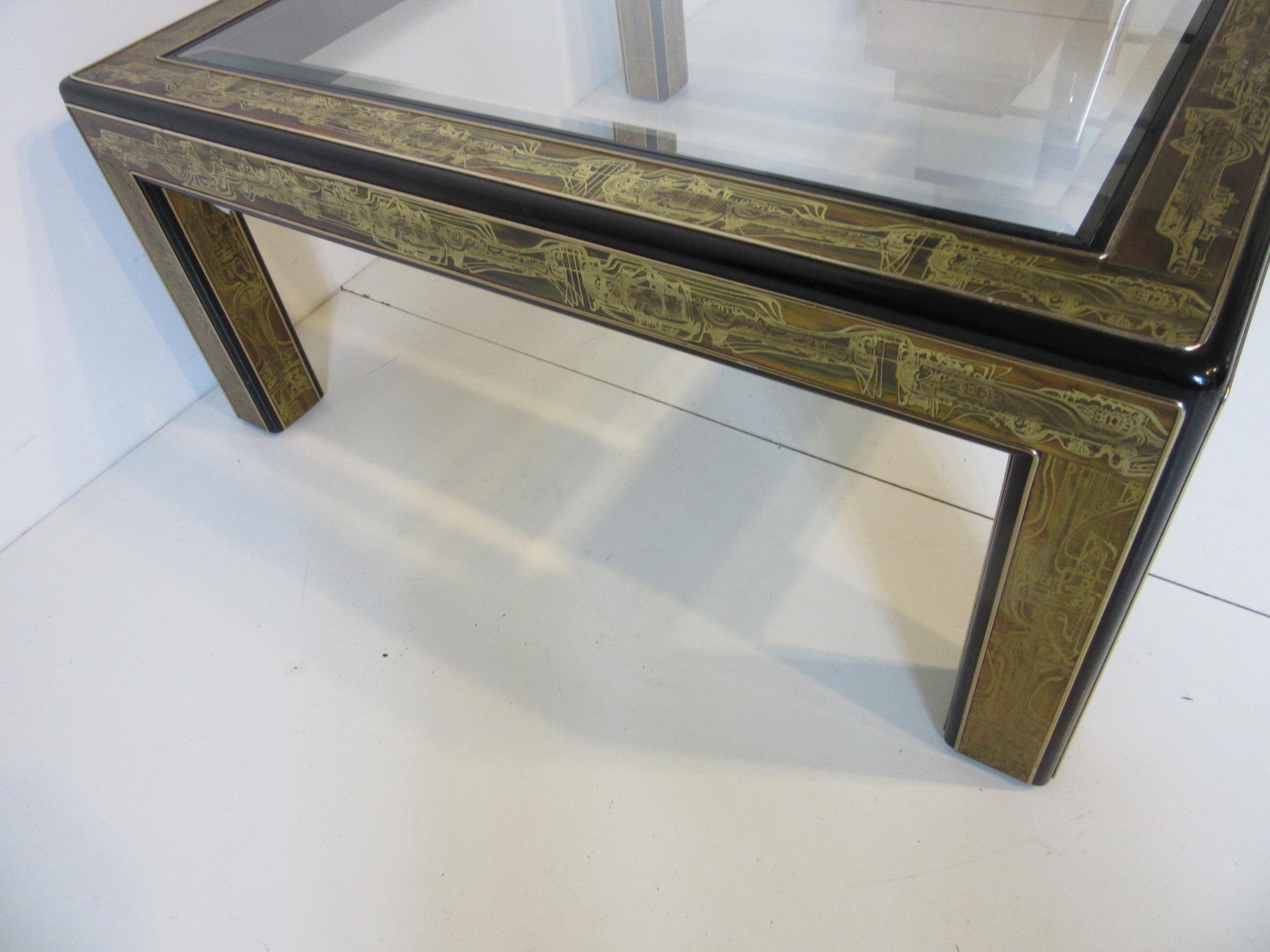 Mid-Century Modern Bernard Rohne Etched Coffee Table by Mastercraft