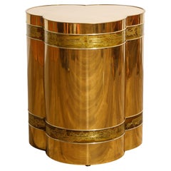 Bernard Rohne for Mastercraft Acid-Etched Brass Lamp Table or Side Table, 1970s