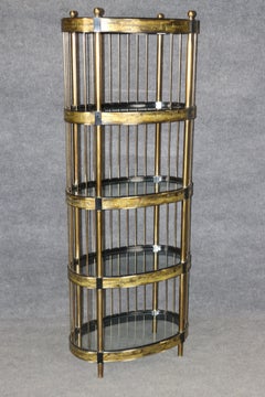 Bernard Rohne for Mastercraft Acid Etched Modern Brass and Metal Etagere