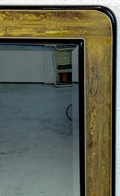 Bernard Rohne for Mastercraft Acid Washed Bronze and Black Lacquered Wood Mirror