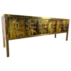 Credenza de latón Bernard Rohne para Mastercraft