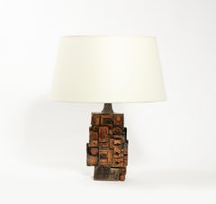 Bernard Rooke Brutalist Pottery Table Lamp, UK 1960's