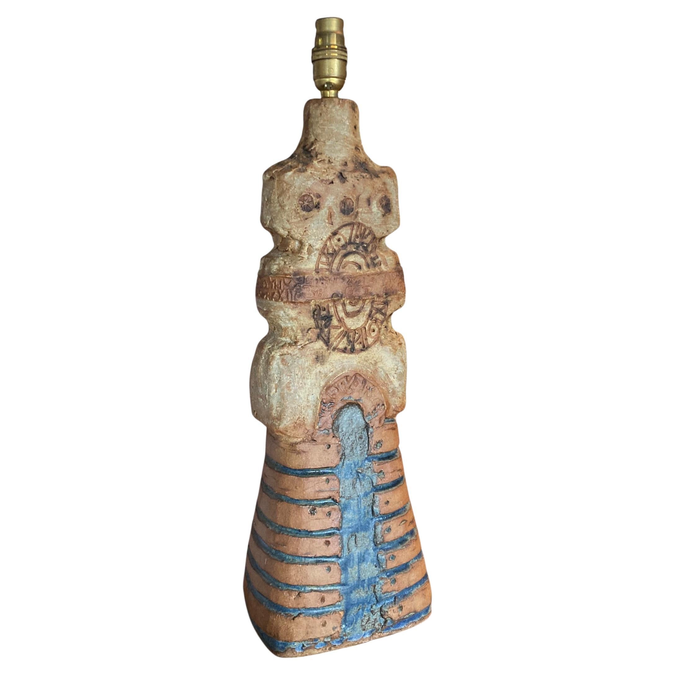 Brutalist Stoneware Table Lamp Base by Bernard Rooke, UK, 1960s For Sale