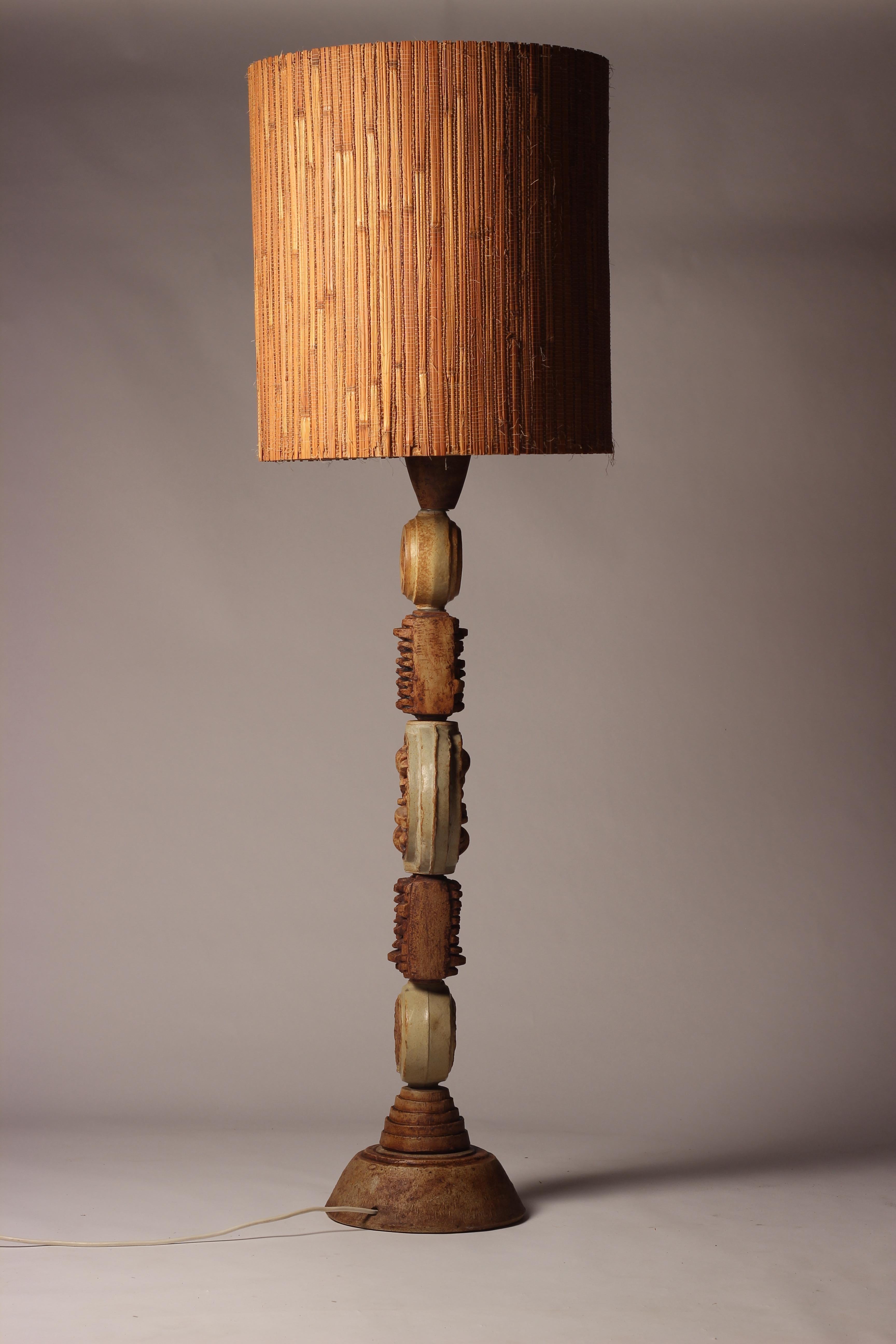 Bernard Rooke Brutalist Totem Floor Lamp with Shade, Made England in the 1960’s 10
