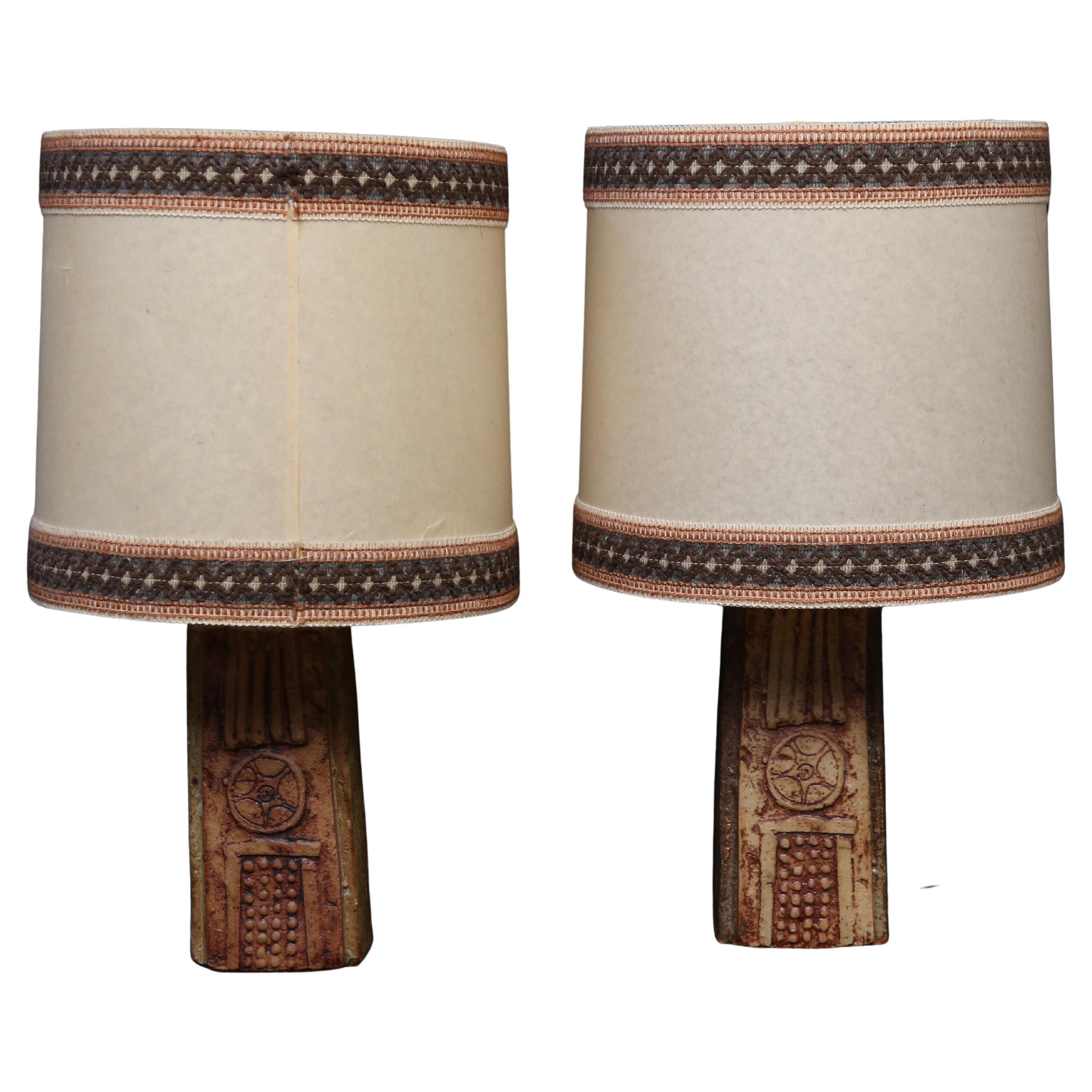 Bernard Rooke ceramic table Lamps a pair Signed England 1960 For Sale