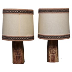 Bernard Rooke ceramic table Lamps a pair Signed England 1960 Bernard Rooke ceramic table Lamps a pair Signed England 1960