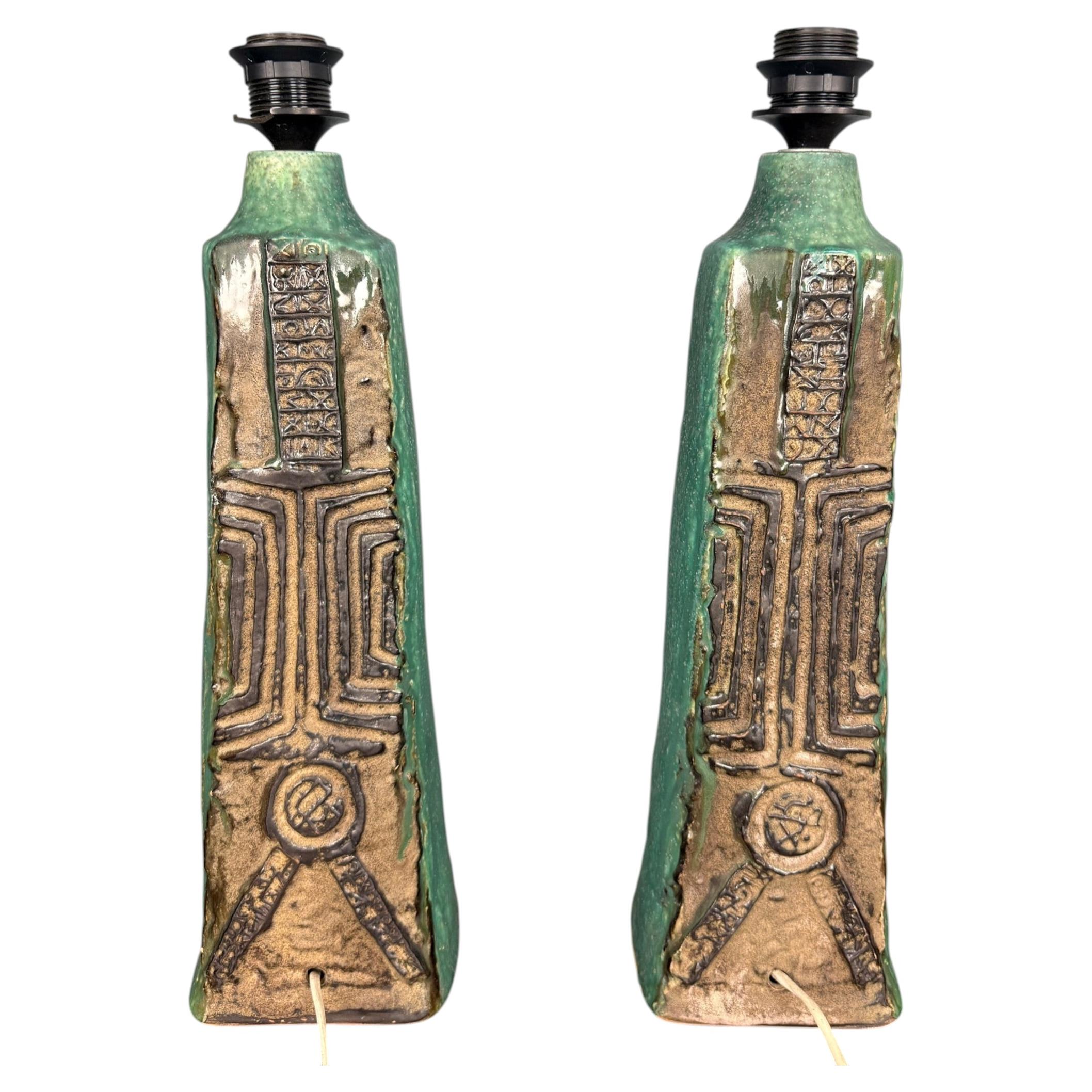 Bernard Rooke ceramic table lamps -set- England 1960 For Sale