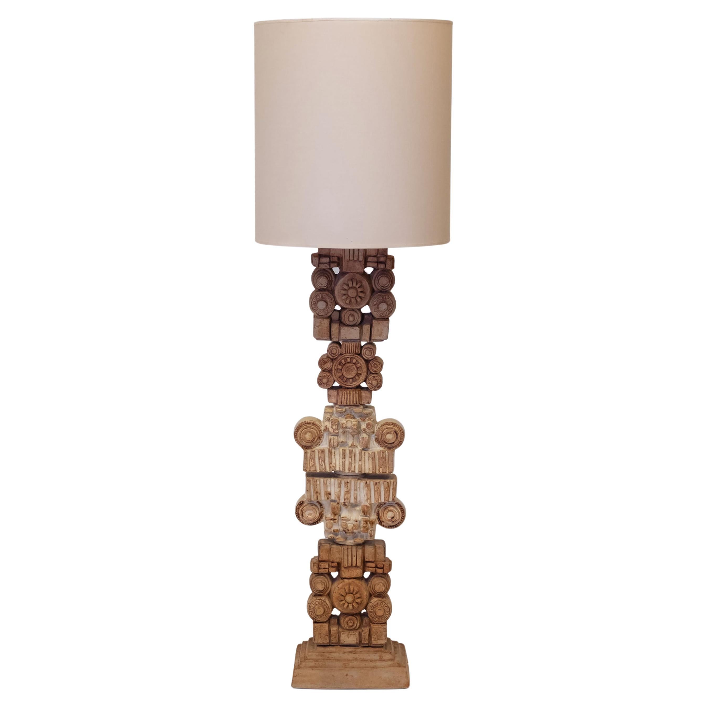 Bernard Rooke Large Totem Brutalist Sculptural Studio Floor Lamp England C1970 For Sale