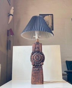 Bernard. Rooke Sculptural Totem Table Lamp in Studio Stoneware, 1970s